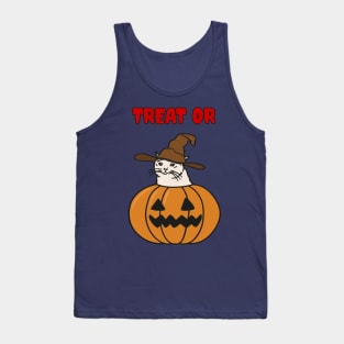 Halloween crying Cat in A Wizard Hat Tank Top